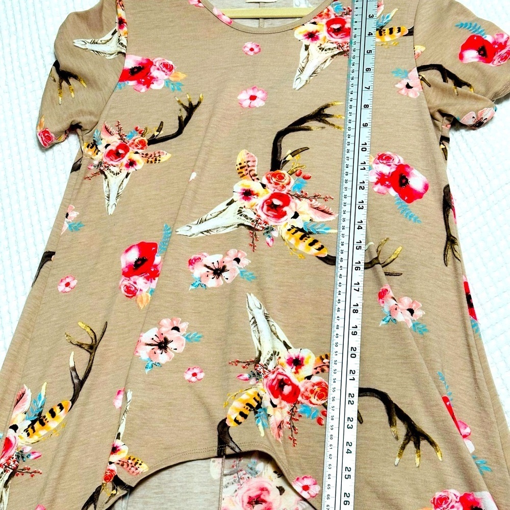 Grace & Emma Spring/summer dress pink & beige beautiful High-Low SZ Small - Picture 6 of 7